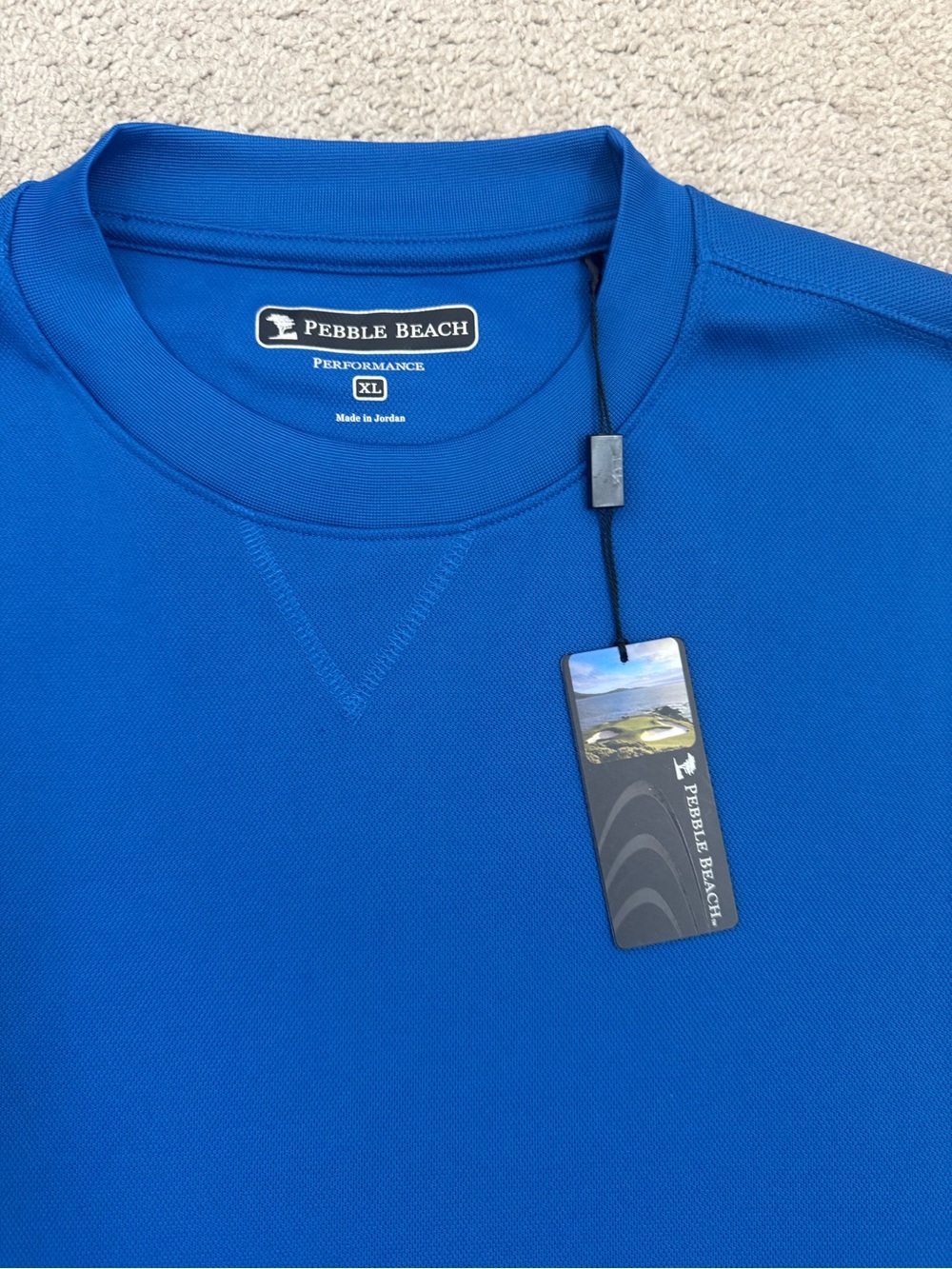 NWT Pebble Beach Performance Long Sleeve Crewneck Pullover Blue Mens XL